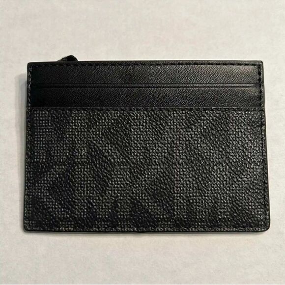 Michael Kors Leather Gray Men's Logo Card Case & Keychain Set - Picture 3 of 8